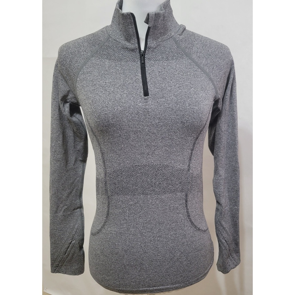 Gray compression athletic long sleeve half zip top size small NWOT